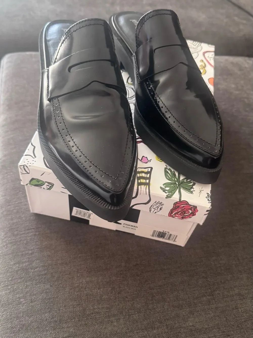 NIB Jeffrey Campbell Black Patent Leather Penny Loafer Mule - Finkman - 9.5 - Picture 8 of 12